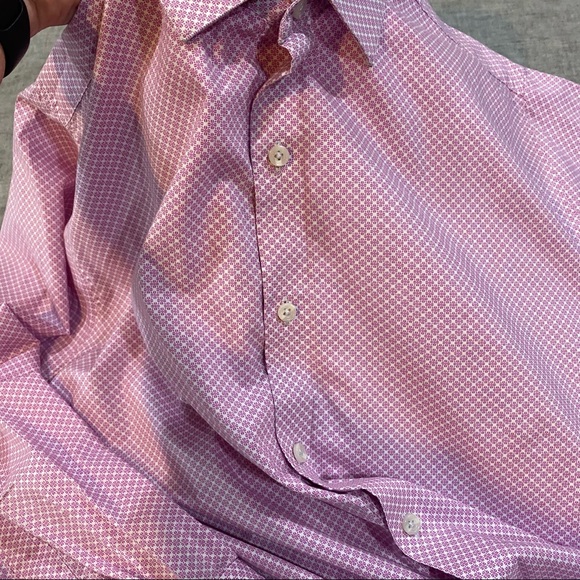 Bar III Slim Fit Stretch Pink Dress Shirt Size XL Neck: 17-17.5 Sleeves: 34-35 - Picture 6 of 11